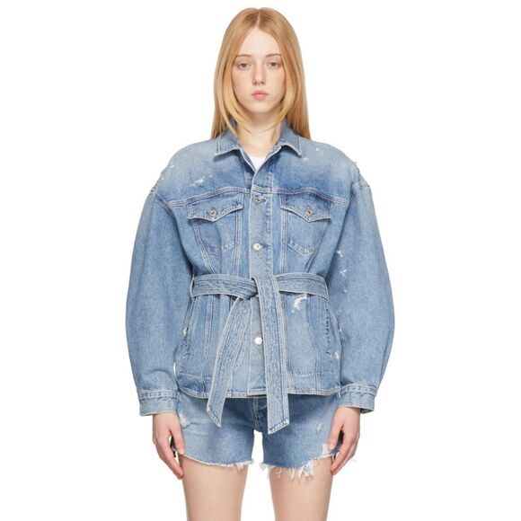 Anthropologie x Citizens of Humanity Dolly Belted Distressed Denim Jacket XL - Picture 5 of 16